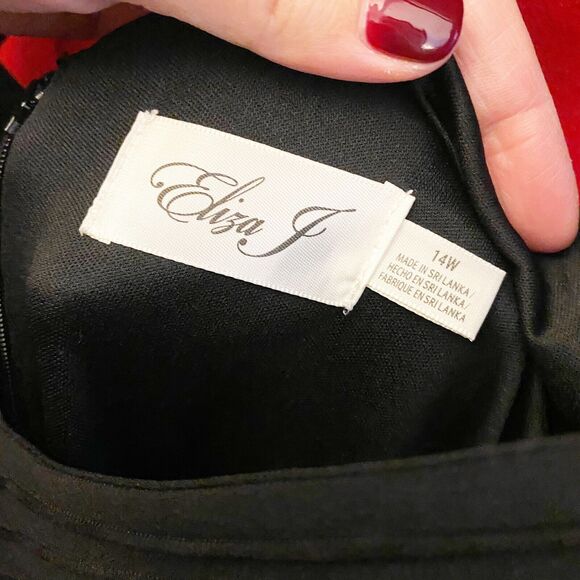 Eliza J Plus 14W Dress Bodycon Bandage Solid Black Sleeveless LBD Short Mini - Picture 2 of 11